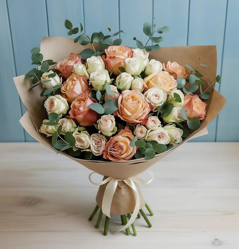 Букет цветов из: Альстромерии и Розы в Просянке