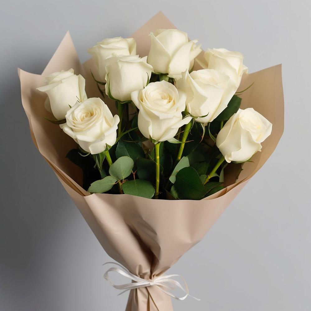 Букет 9 Белых роз Эдлесс Лав в Просянке