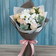 Букет цветов из:  Хризантемы и Розы в Просянке