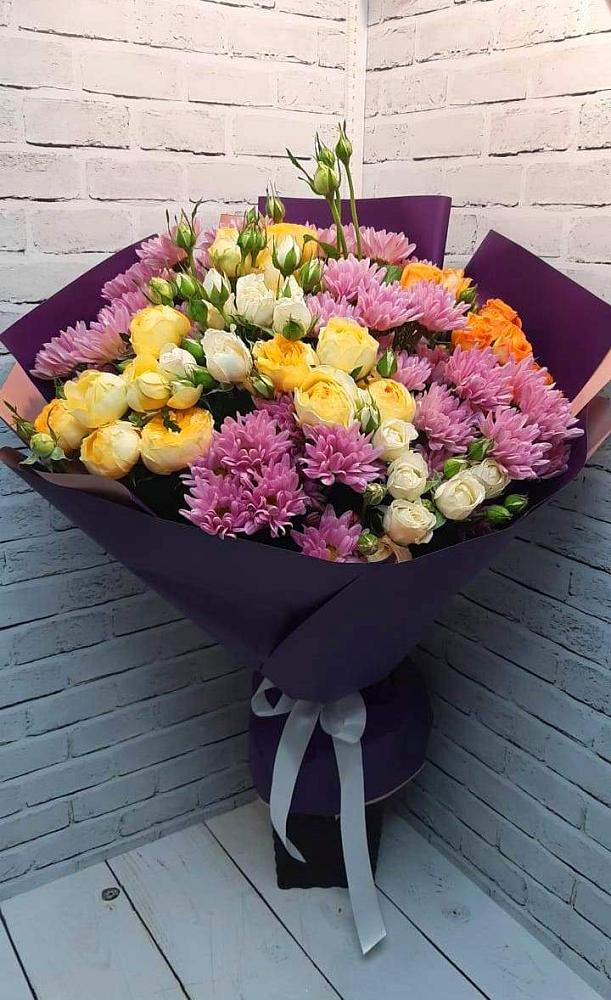 Букет цветов из: Хризантемы и Розы в Просянке