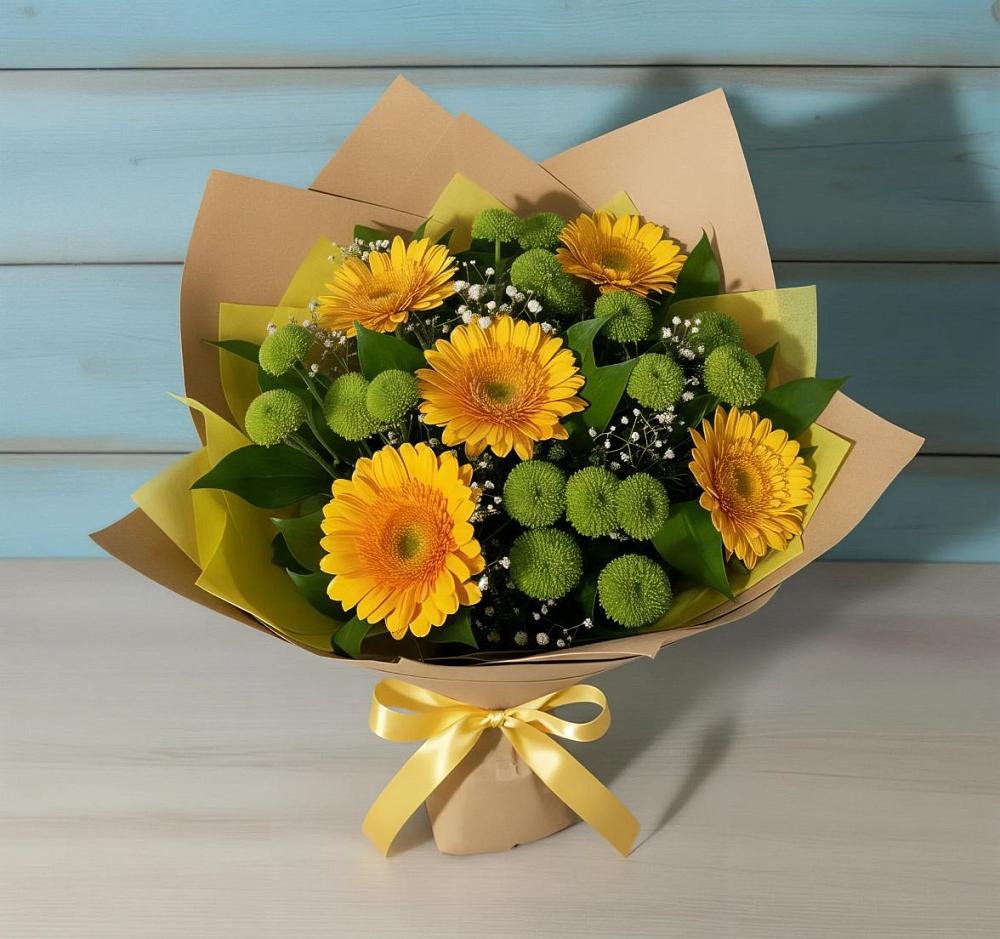 Букет цветов из: Герберы и Хризантемы в Просянке