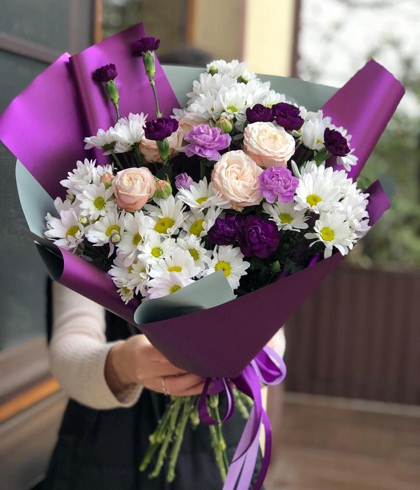 Букет цветов из: Хризантемы, Гвоздики и Розы в Просянке