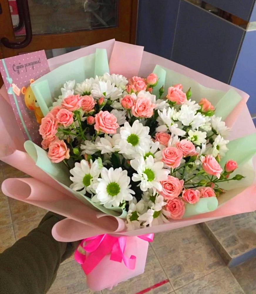 Букет цветов из: Розы и Хризантемы в Просянке