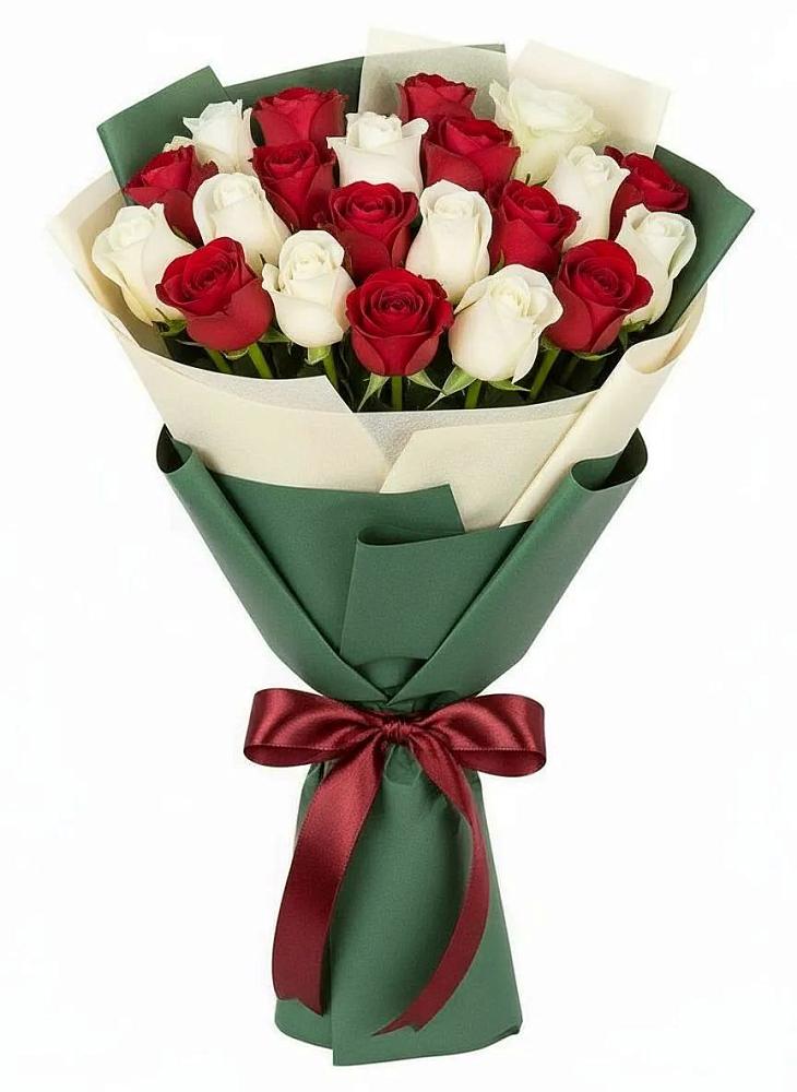Букет Микс из красных и белых роз в Просянке