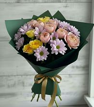 Букет цветов из:  Хризантемы и Розы в Просянке