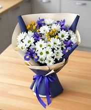 Букет цветов из:  Розы, Ирисы и Хризантемы в Просянке