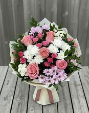 Букет цветов из:  Альстромерии, Гвоздики, Розы и Хризантемы в Просянке