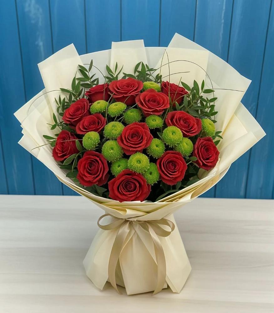 Букет цветов из: Розы и Хризантемы в Просянке