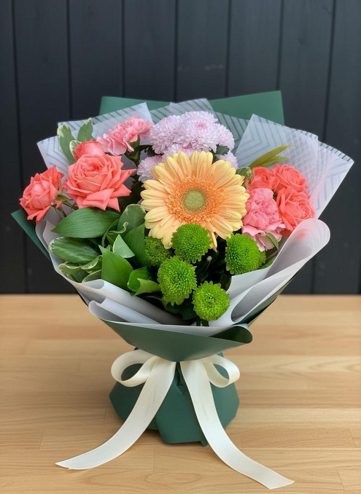 Букет цветов из: Гвоздики, Розы, Герберы и Хризантемы в Просянке
