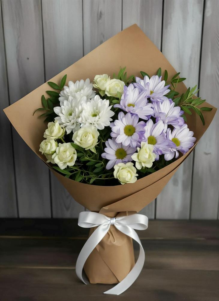 Букет цветов из: Хризантемы и Розы в Просянке